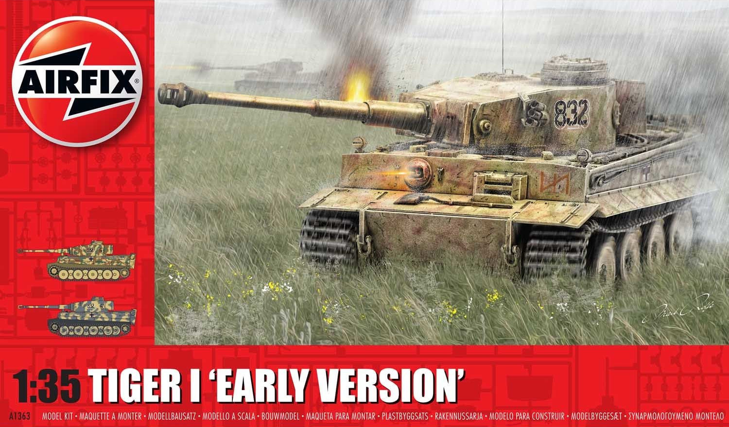 Model asamblat  Airfix Militar : Tancuri - Tiger-1 "Early Version"