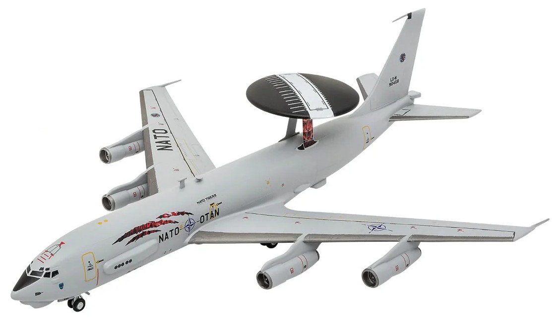 Model de asamblat Revell Modern: Avioane - Boeing E-3A (cu accesorii incluse)
