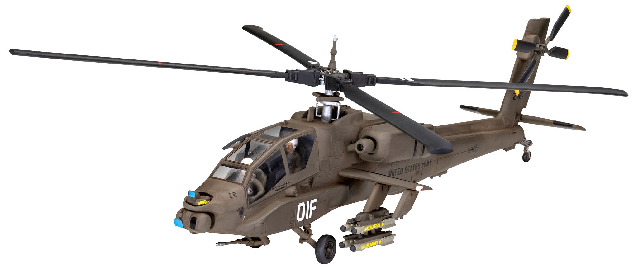 Мodel de asamblat  Revell Militar : Elicoptere - AH-64A Apache (cu accesorii incluse )
