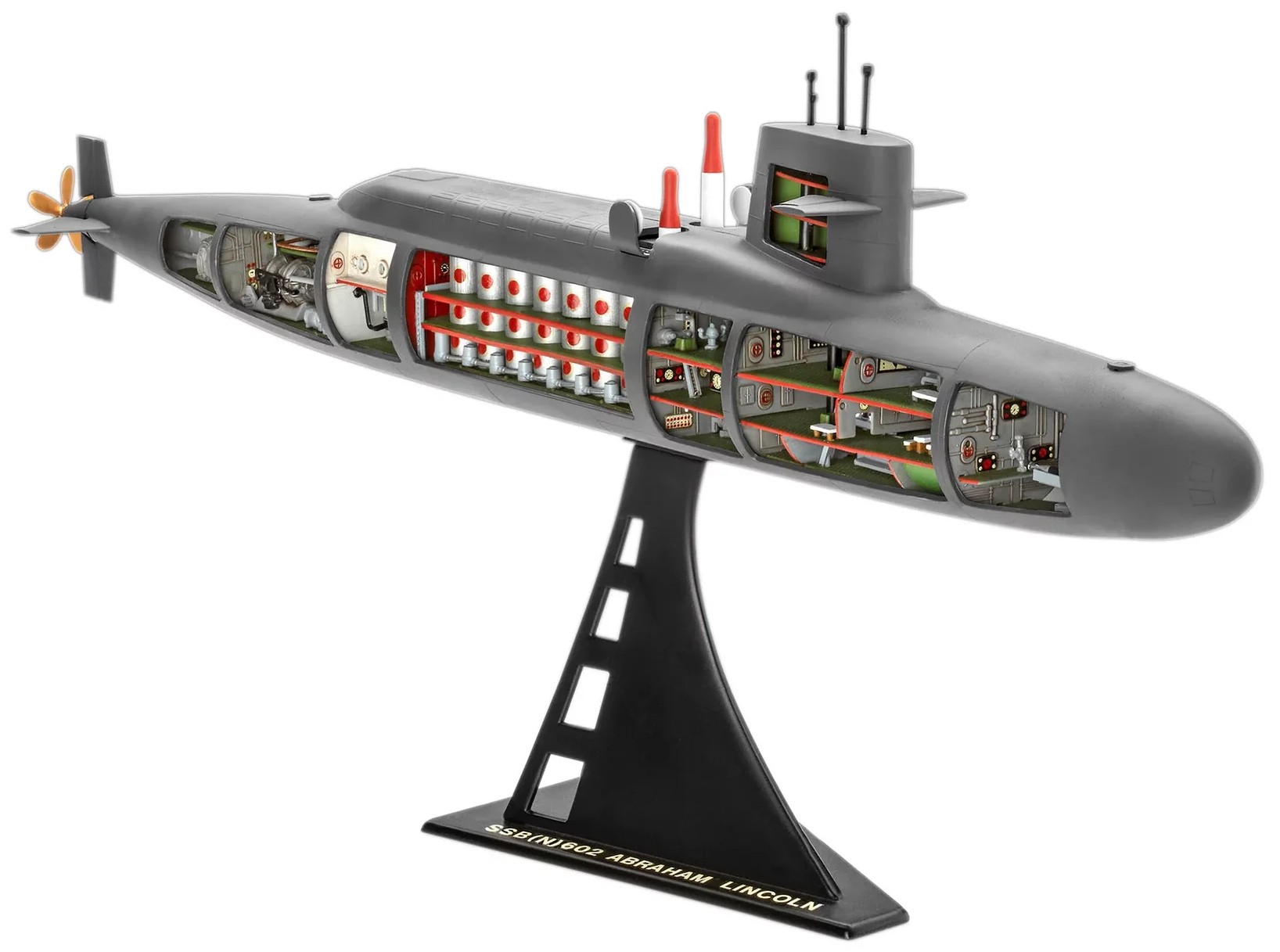 Model asamblat  Revell Militar: Nave - Submarin S.S.B. Abraham Lincoln