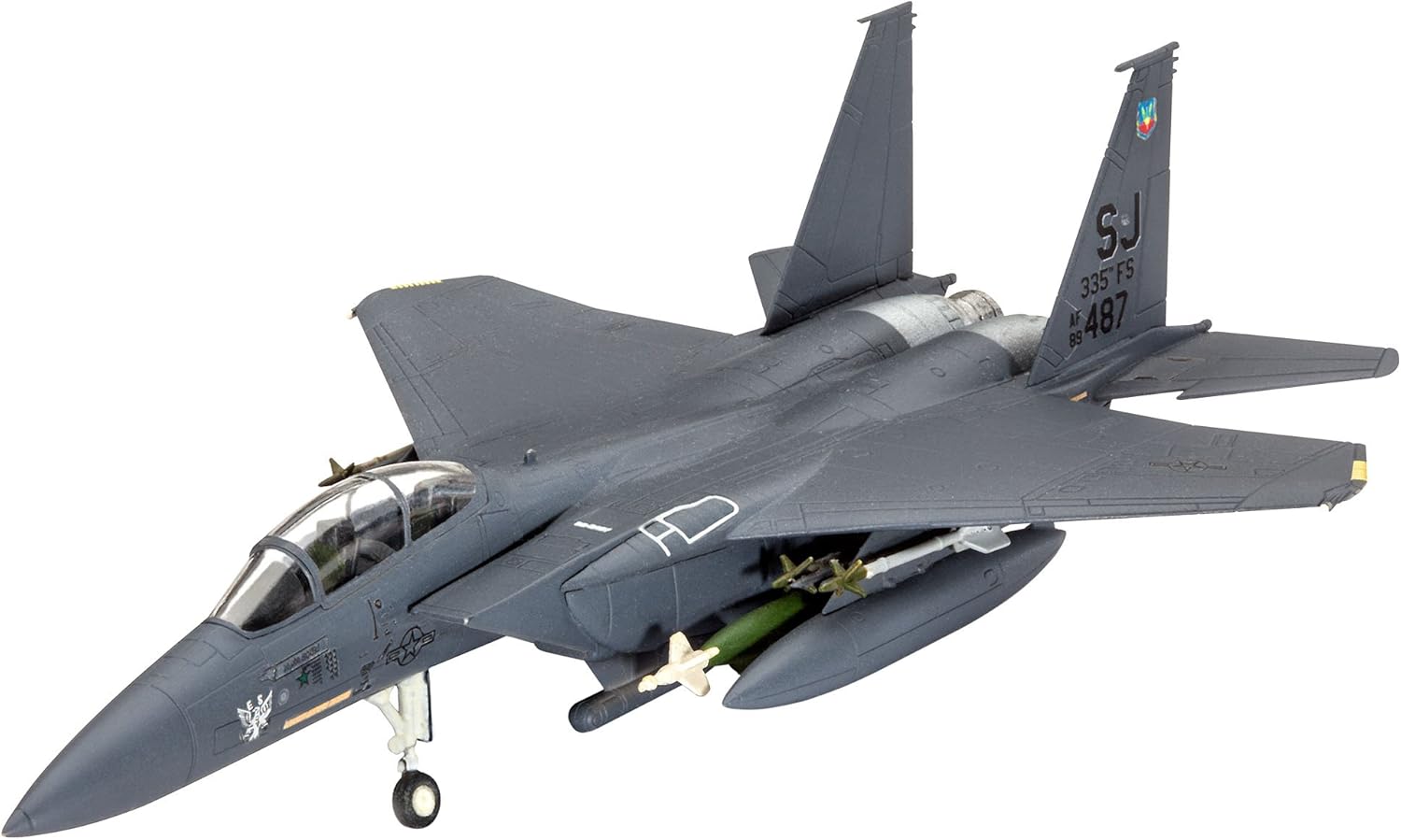 Model de asamblat Revell Militar: Avioane - F-15E Strike Eagle & Bombs (cu accesorii incluse)