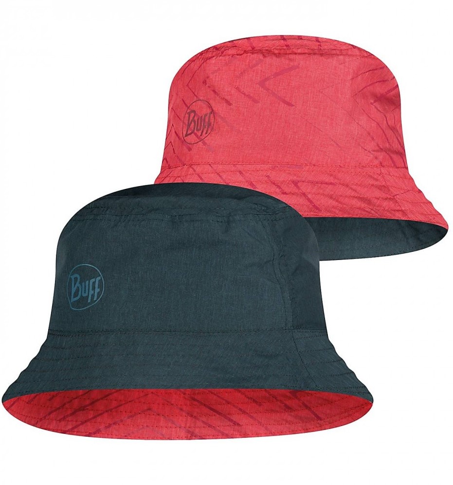 Șapcă BUFF - Travel Bucket Hat Collage, mărimea S/M, roșu/negru