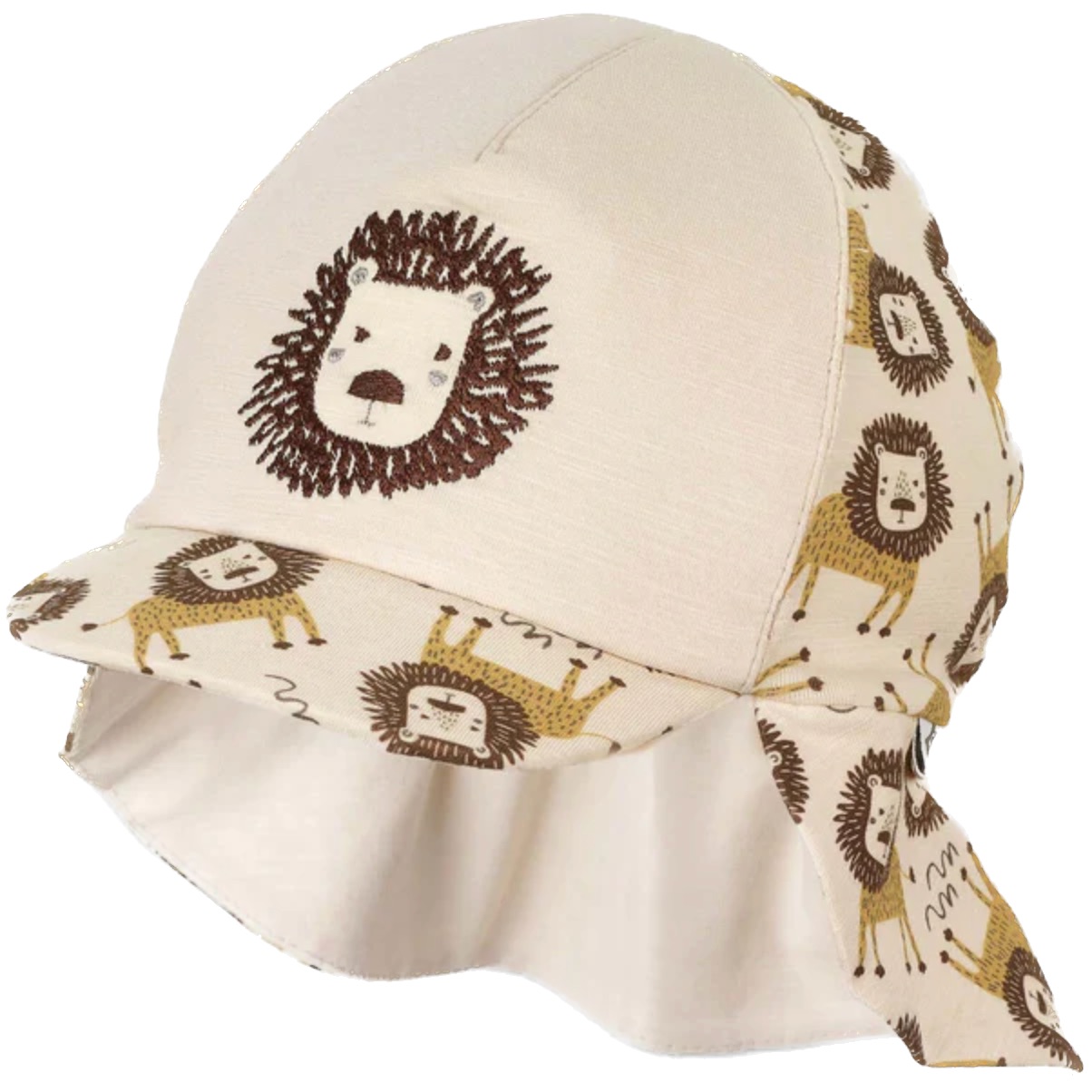 Pălărie cu gât din material textil și protecție UV 50+ Sterntaler - Leu, 47 cm, 9-12 luni