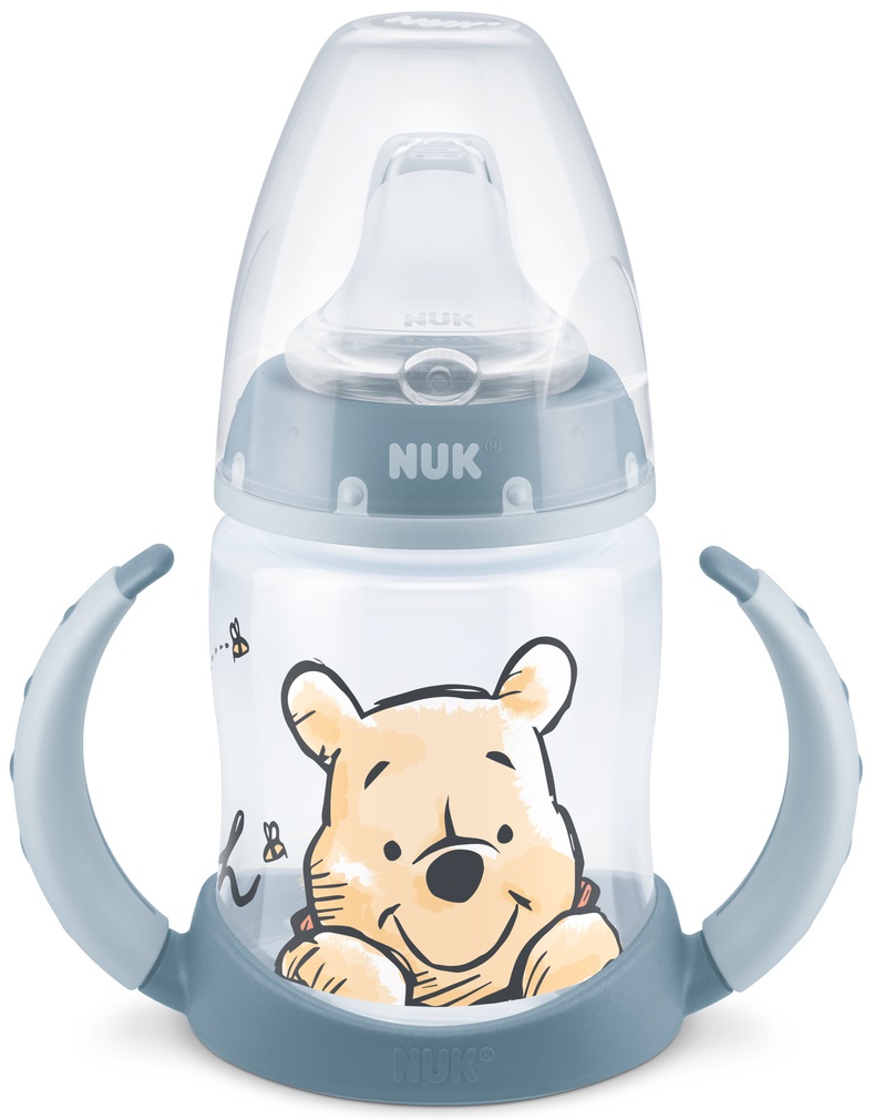 Biberon Nuk - Disney, TC, cu tetina pentru suc, 150 ml, albastru