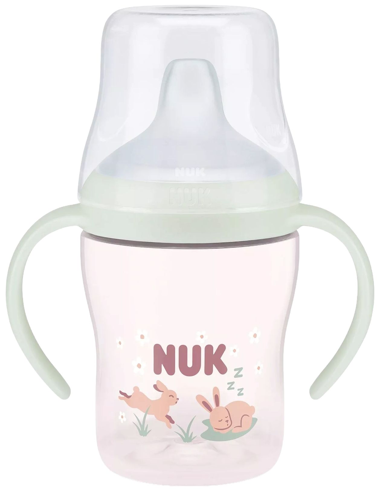 Biberon NUK Perfect Match - Cu duză de suc, TC, РР, 150 ml, Glow in the Dark, Iepure