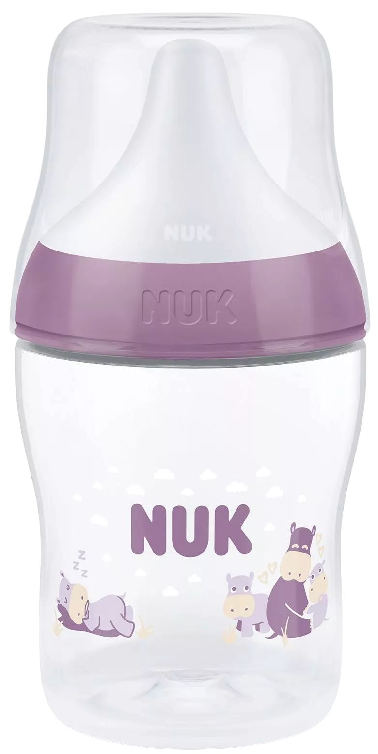 Biberon cu tetină din silicon NUK Perfect Match - 150 ml, mărimea S, 0 luni+, hipo, roz