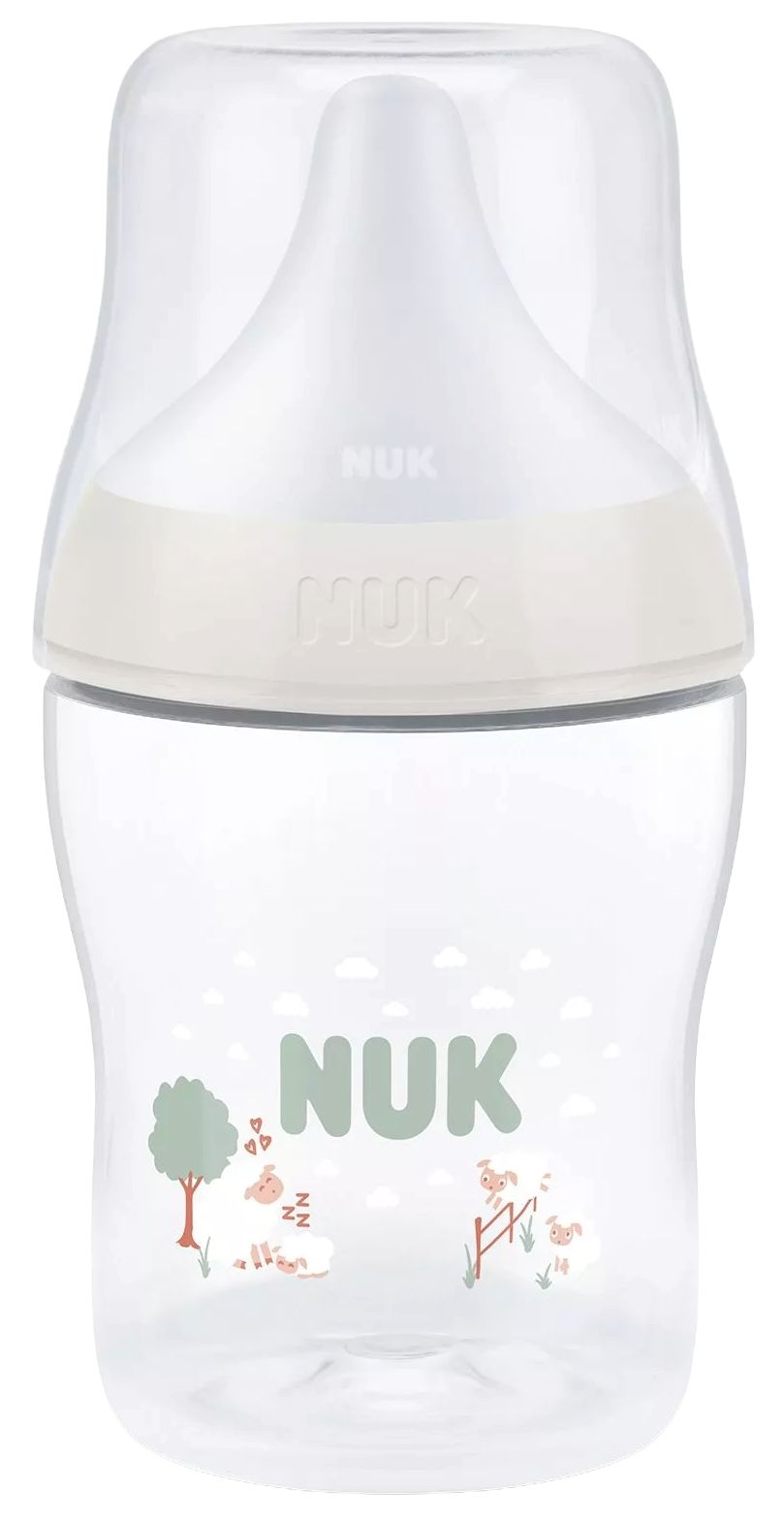Biberon cu tetină din silicon NUK Perfect Match - 150 ml, mărimea S, 0 luni+, oaie, verde