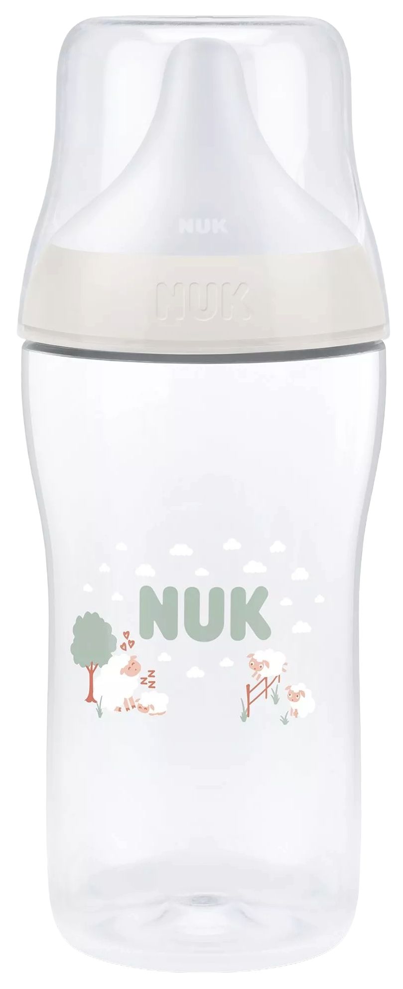Biberon cu tetină din silicon NUK Perfect Match - 260 ml, mărimea M, 3 luni+, oaie, verde