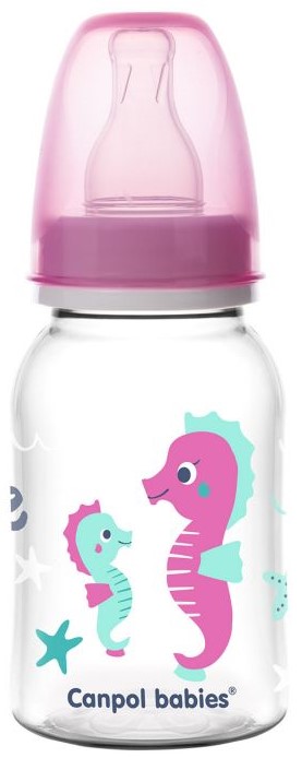 Biberon Canpol - Love & Sea, 120 ml, 0luni+, roz