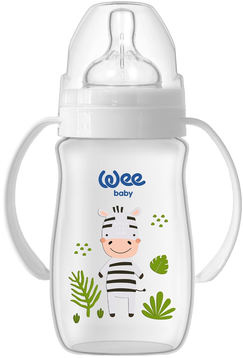 Bebeluș cu mânere Wee Baby - Safari, PP, 250 ml, zebră