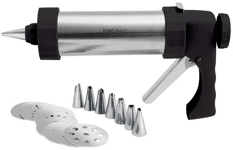 Set seringă de cofetărie Kinghoff - 21 х 17 cm, 8 șabloane, 8 sfaturi
