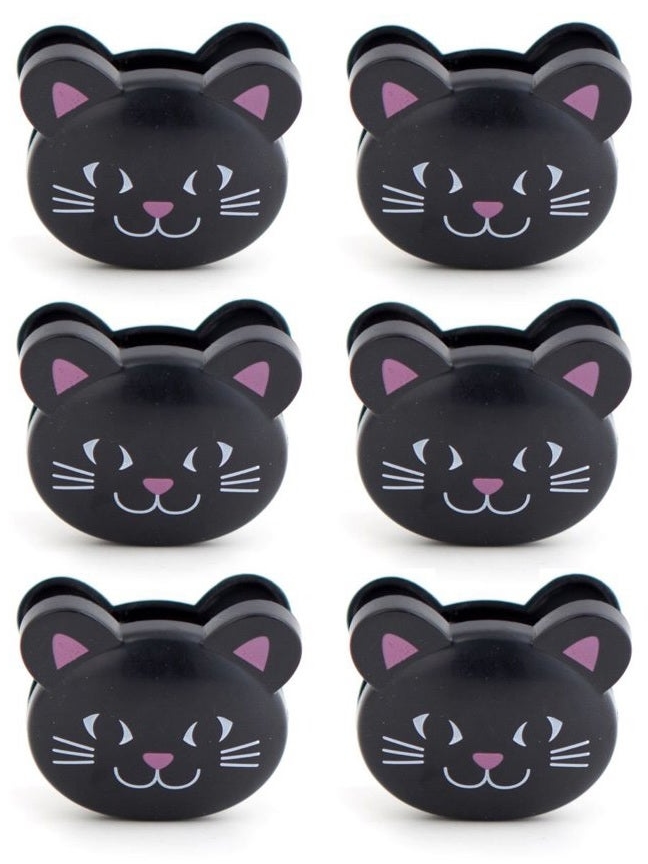 Cleme pentru păstrarea alimentelor în pungă Kikkerland - Black Cat, 6 bucăți