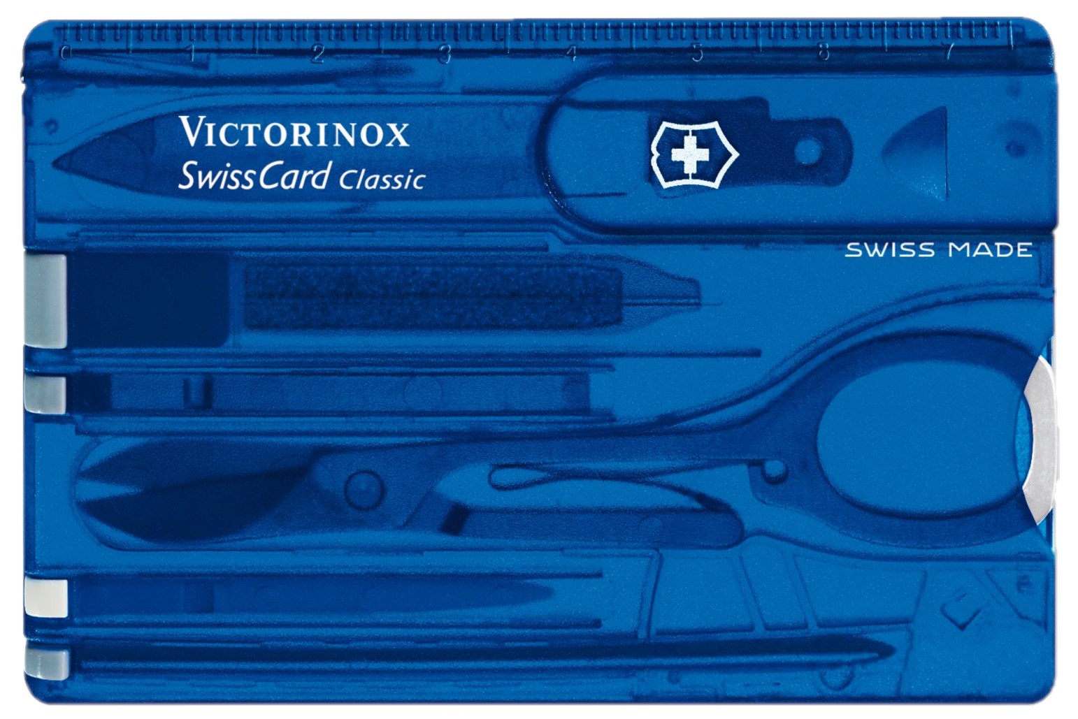 Cuțit de buzunar elvețian Victorinox - SwissCard, 10 functii, albastru