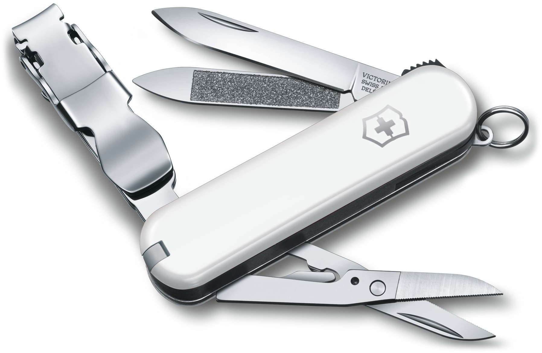 Cuțit de buzunar elvețian Victorinox - Nail Clip, 8 funcții, alb