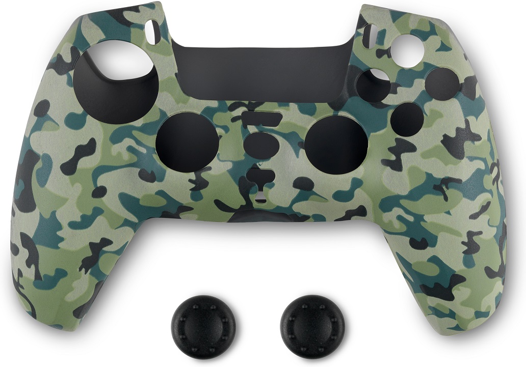 Husă din silicon pentru controler și protecție pentru butoane Spartan Gear - DualSense, camuflaj verde (PS5)
