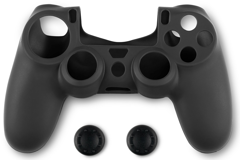 Husă din silicon pentru controler și protecție pentru butoane Spartan Gear - DualShock 4, negru (PS4)