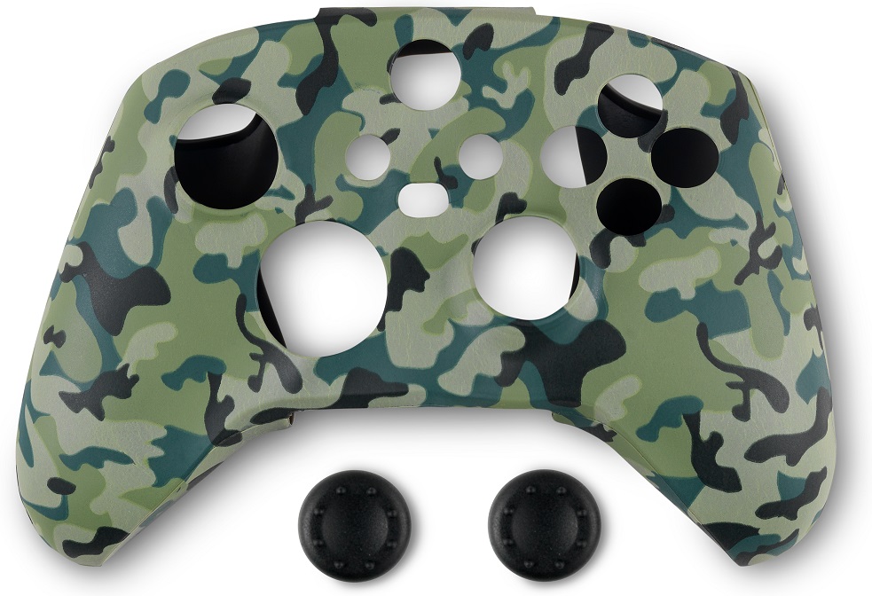 Husă din silicon pentru controler și protecție pentru butoane Spartan Gear - Xbox, camuflaj verde (Xbox Series S/X)
