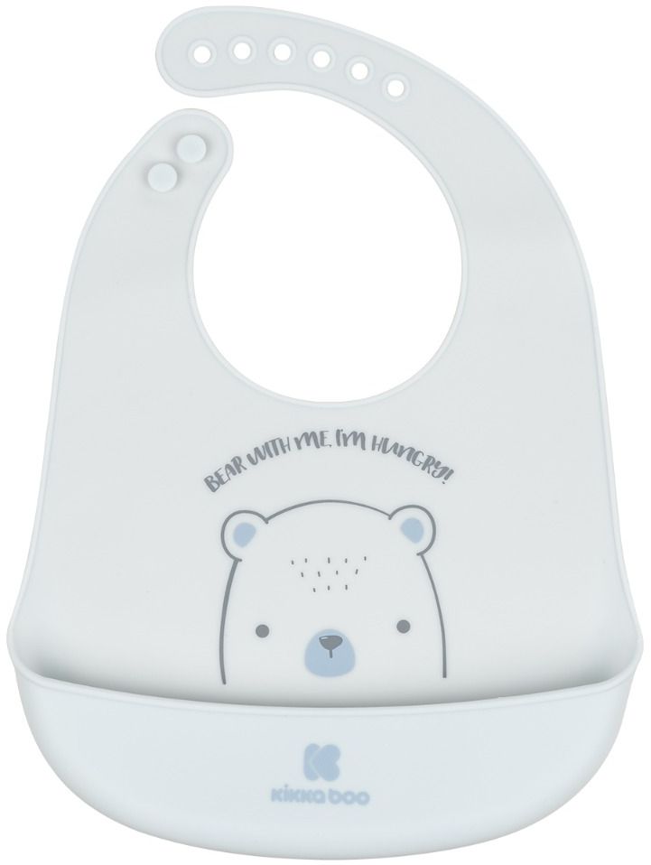 Bavetă din silicon KikkaBoo - Bear with me, Blue