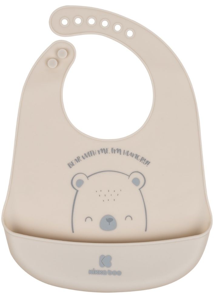 Bavetă din silicon KikkaBoo - Bear with me, Grey