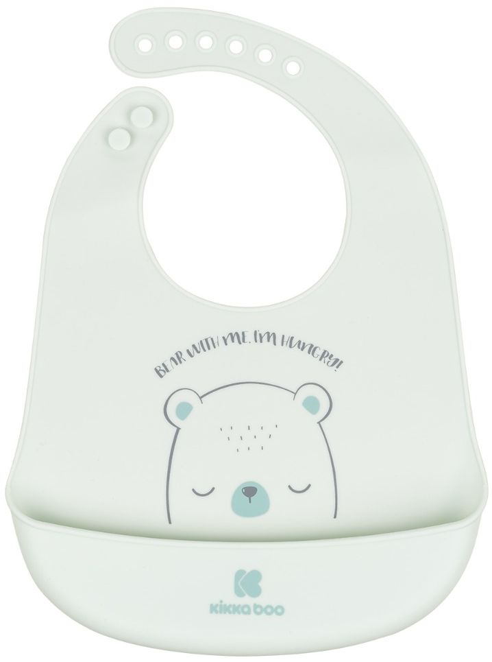 Bavetă din silicon KikkaBoo - Bear with me, Mint