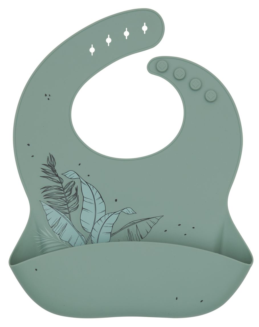 Bavetă din silicon  KikkaBoo Platinum Silicone - Flora, Sage