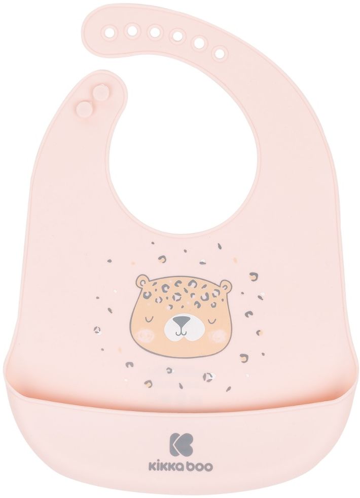 Bavetă din silicon KikkaBoo - Savanna, roz