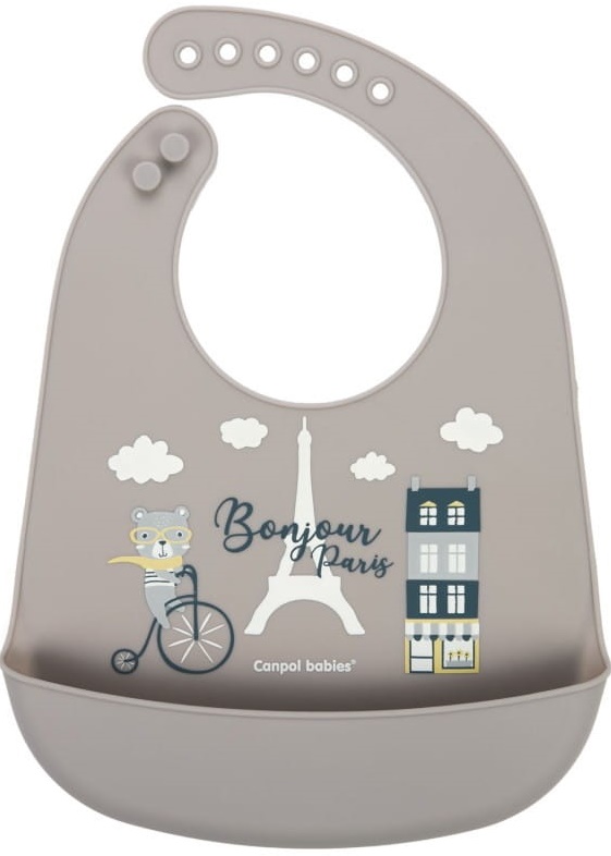 Baveta de silicon Bonjour Paris bej 74/027, Canpol Babies - imagine 2