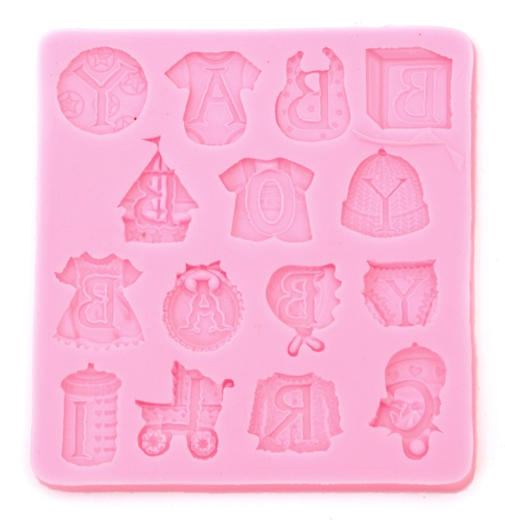 Mold de silicon (formă) Em Art - Baby boy Baby girl, 103 x 109 x 7 mm