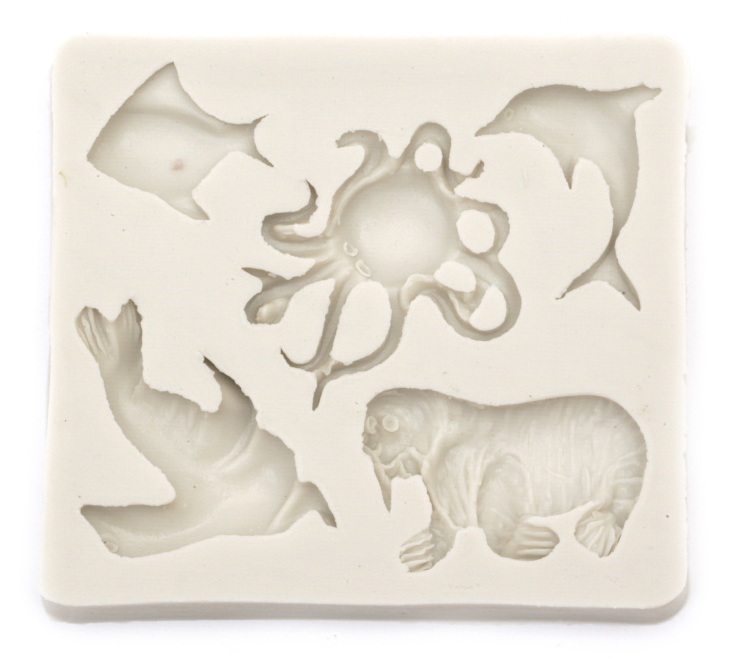 Mold de silicon (formă) Em Art - Viața marină, 85 x 78 x 10 mm