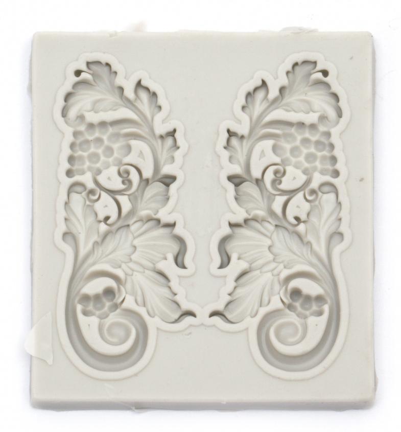 Mold de silicon (formă) Em Art -Ornamente cu viță de vie, 70 x 77 x 5 mm