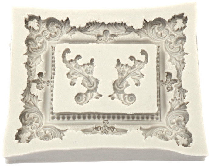 Mold din silicon (formă) Em Art  - Ramă și ornamente vintage, 113 x 94 x 14 mm
