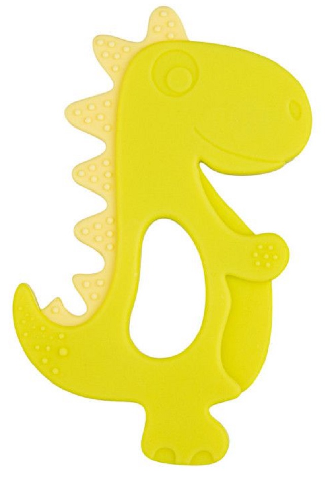 Inel gingival din silicon Canpol - Dinosaur, galben