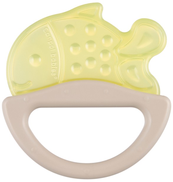 Inel gingival din silicon cu zornaitoare Canpol - Pește, galben