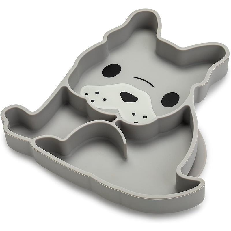 Farfurie din silicon cu vacuum Melii - Buldog, gri