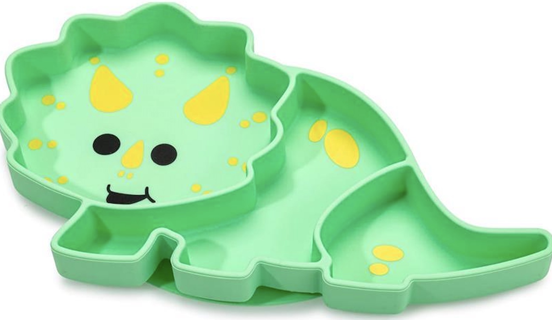 Farfurie din silicon cu vacuum Melii - Dinozaur, verde