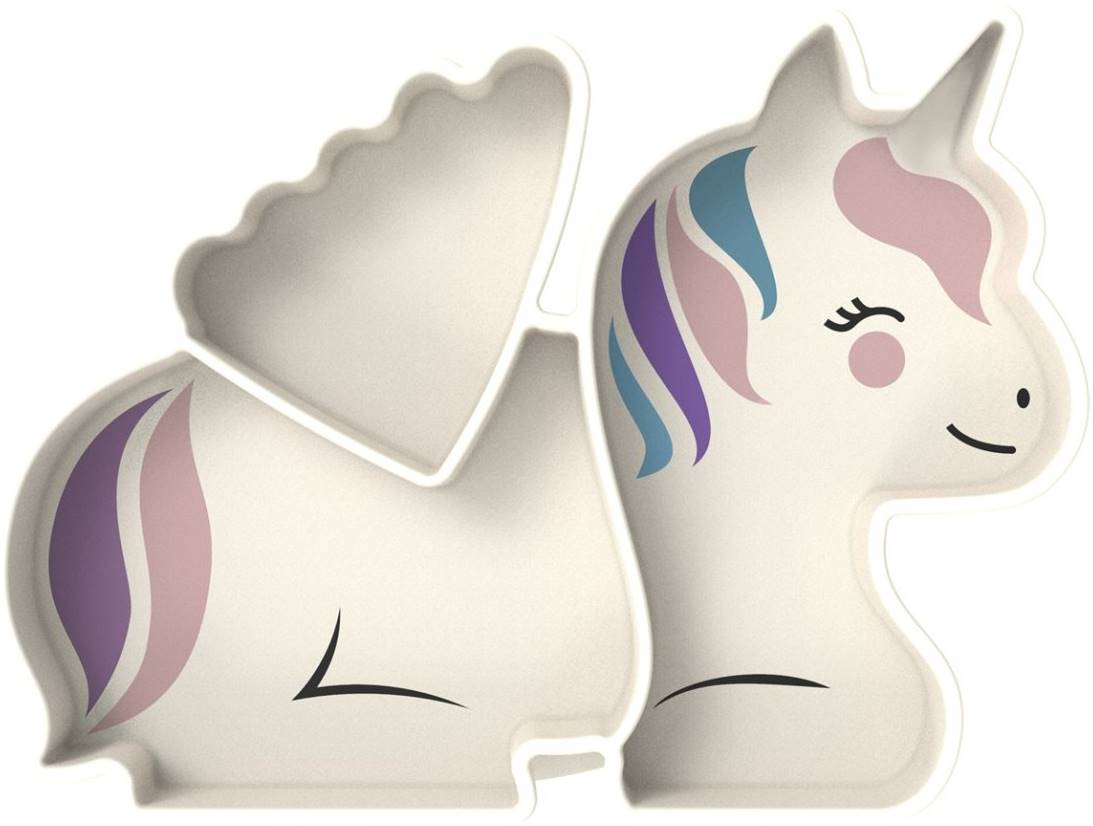 Farfurie din silicon cu vacuum Melii - Unicorn, albă