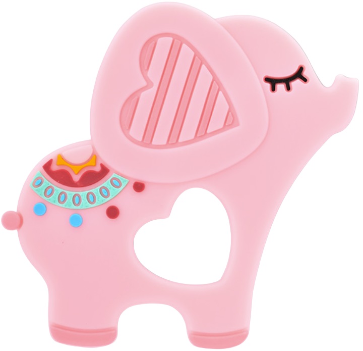 Dispozitiv de dentitie din silicon  Lorelli Baby Care - Elefantul Lucky, roz