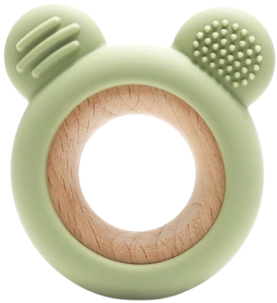 Dispozitiv de dentitie din silicon Lorelli Premium - Urs, Fresh Green