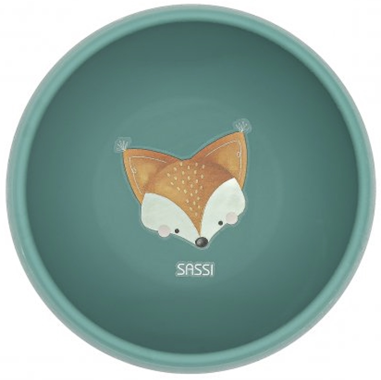 Bol din silicon cu ventuză  Sassi - Crunchy The Fox, verde