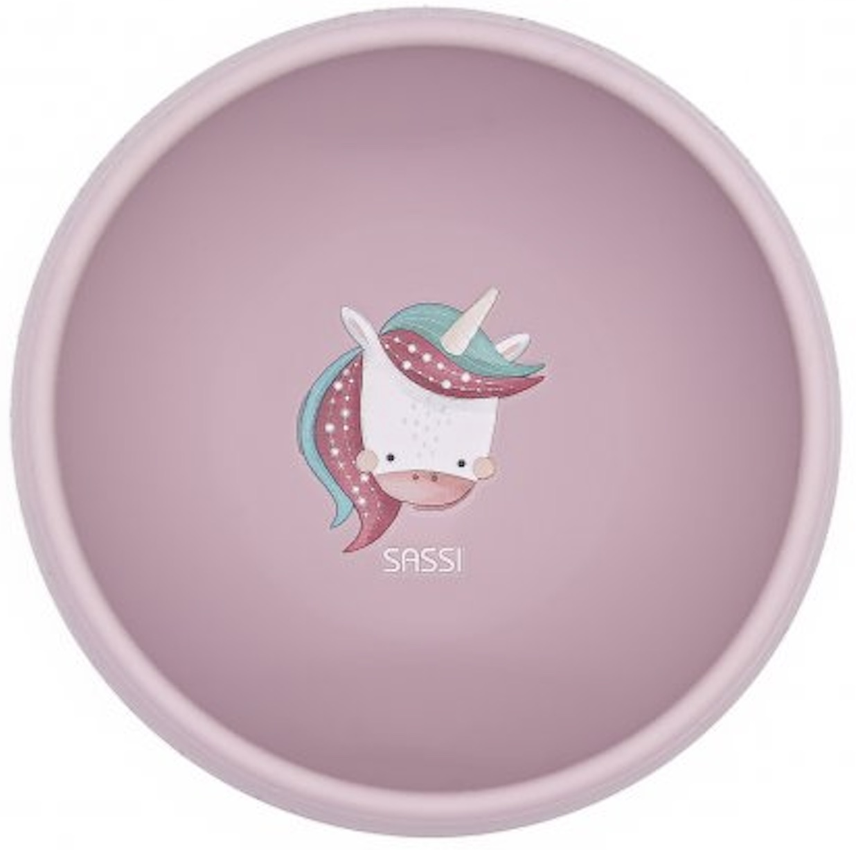 Bol din silicon cu ventuză  Sassi - Sparkly The Unicorn, roz