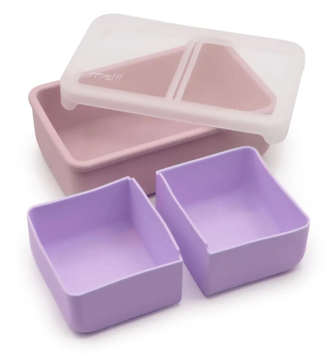 Cutie de silicon pentru hrană Melii - 700 ml, roz/lila