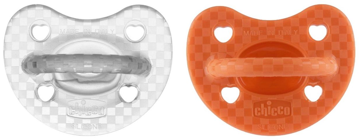 Suzetă din silicon Chicco - Soft Lux, 16-36 luni, pentru fete, 2 buc