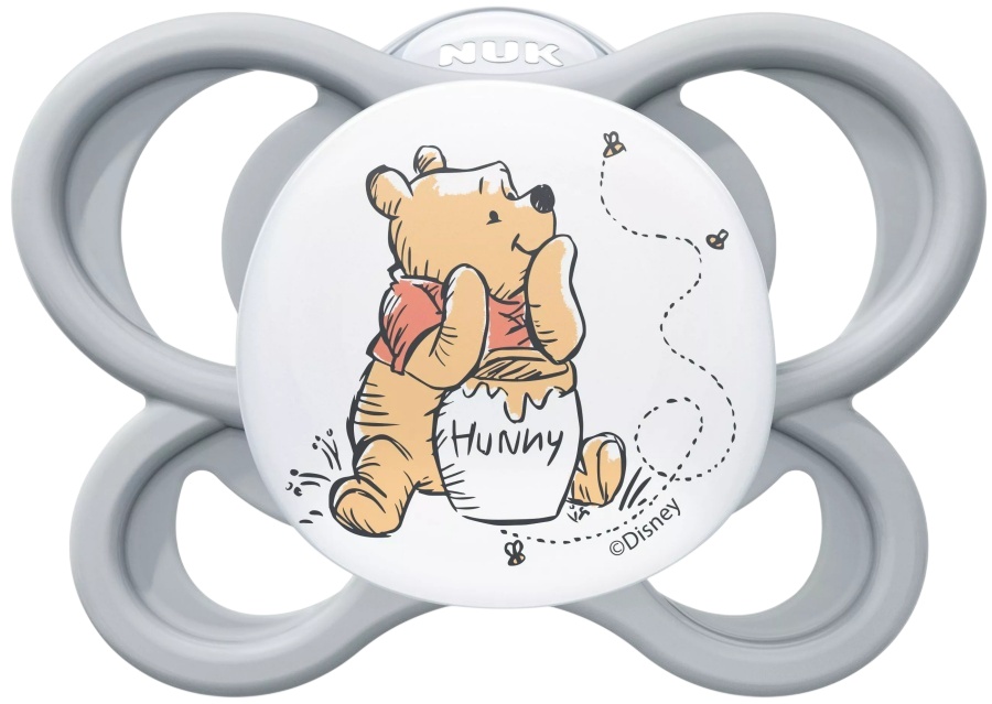Suzetă din silicon NUK Perfect Match Air - 0-6 luni, Winnie the Pooh, gri