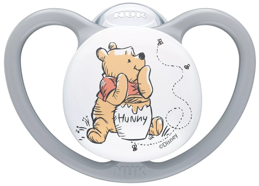 Suzetă din silicon NUK Perfect Match Air - 6-18 luni, Winnie the Pooh, gri