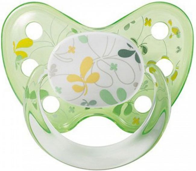Suzeta din silicon cu inel Dentistar Art - verde, marimea 1