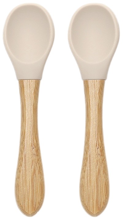 Linguri din silicon cu bambus Lorelli - Natural, 2 buc, Beige