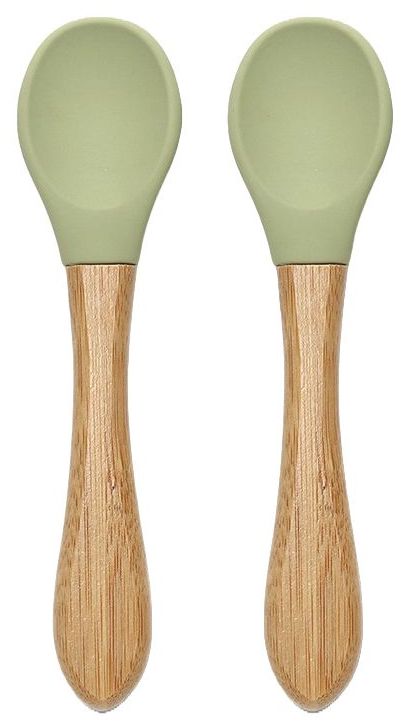 Linguri de silicon cu bambus Lorelli - Natural, 2 buc, Fresh Green