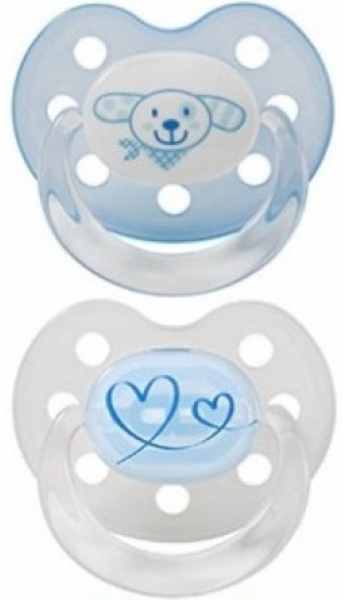 Suzete din silicon  Baby Nova - Marimea 1, inima și câine, 2 bucați