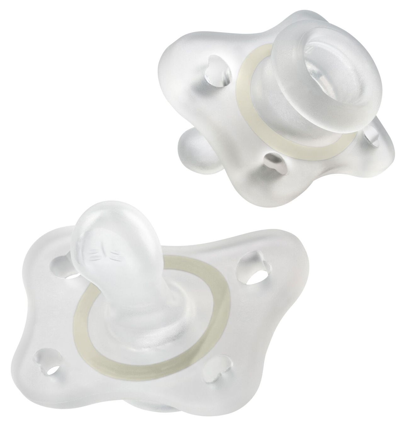 Suzete din silicon Chicco - Mini Soft Glow in the Dark, 2-6 luni, sortiment