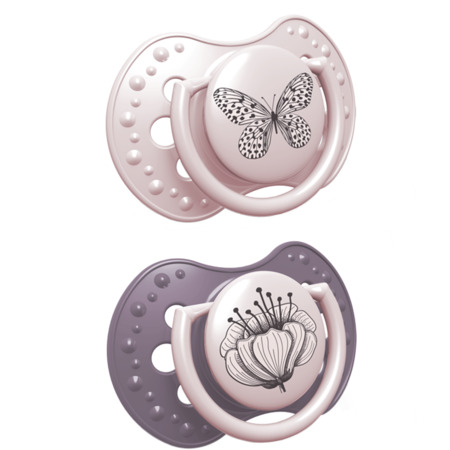 Suzete din silicon Lovi - Botanic, 3-6 luni, 2 buc, pentru fetite